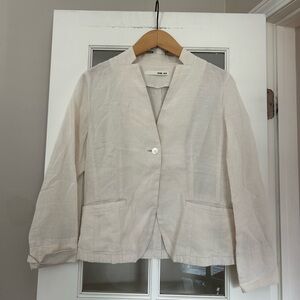 Evam Eva White Cream Linen Cotton Blend Blazer Jacket Size 1 (US S)